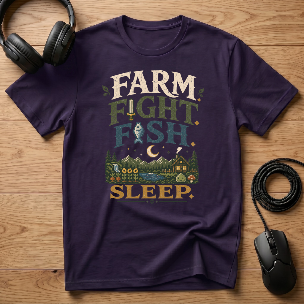 Farm. Fight. Fish. Sleep. T-Shirt
