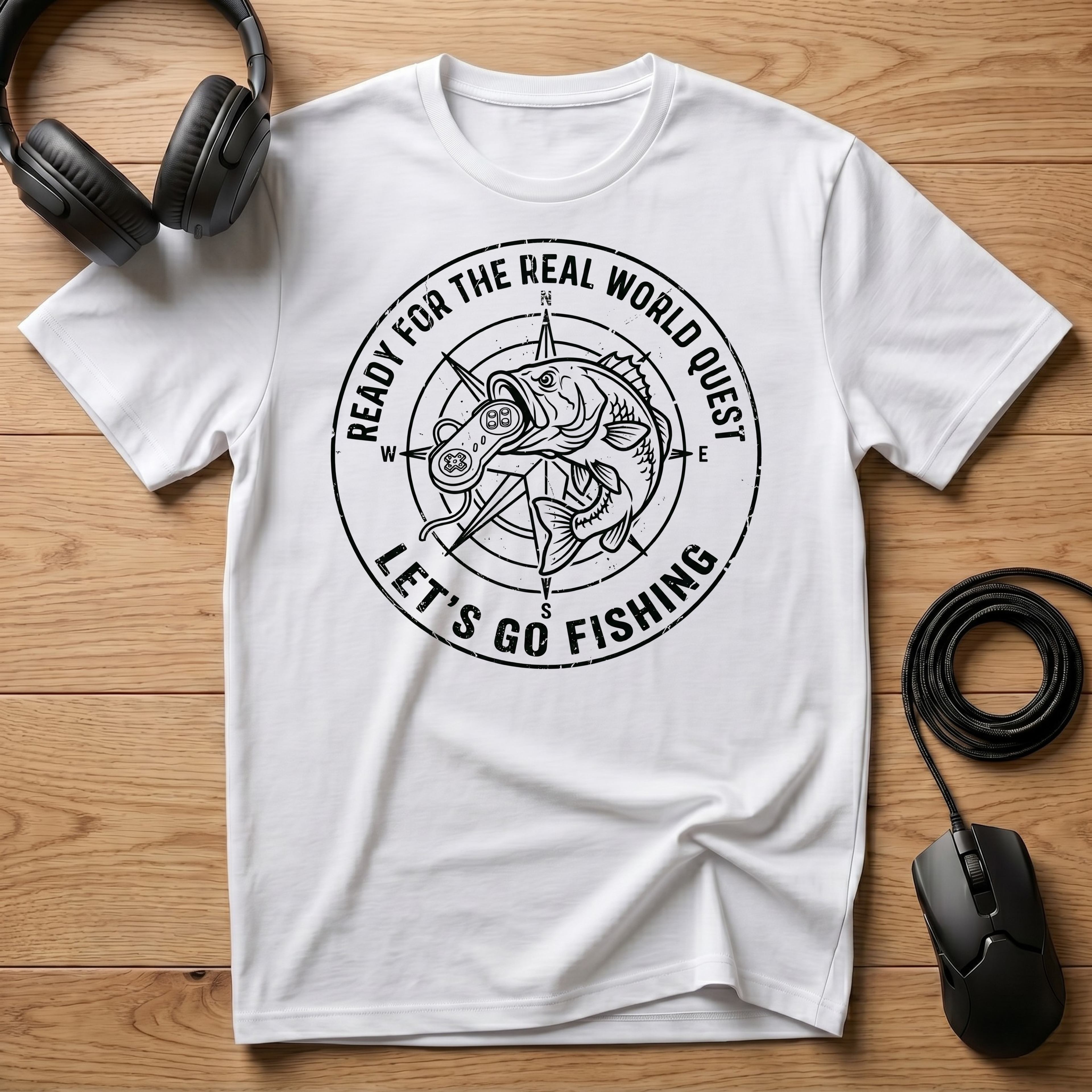 Ready For The Real World Quest. Lets Go Fishing T-Shirt