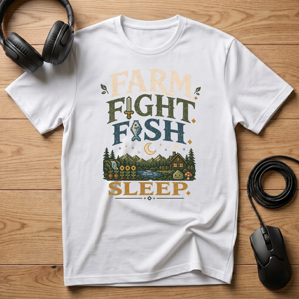 Farm. Fight. Fish. Sleep. T-Shirt