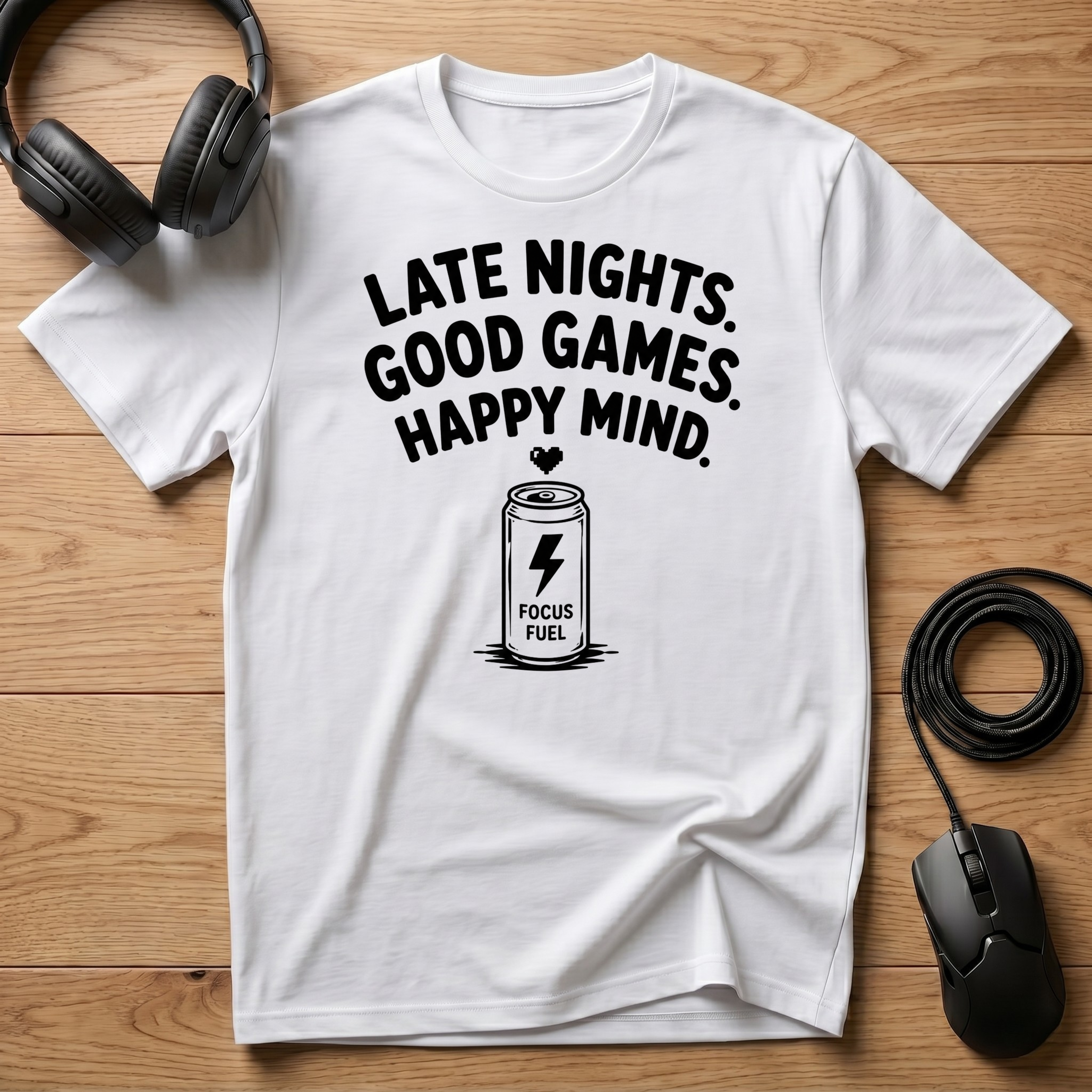 Late Nights. Good Games. Happy Mind. T-Shirt